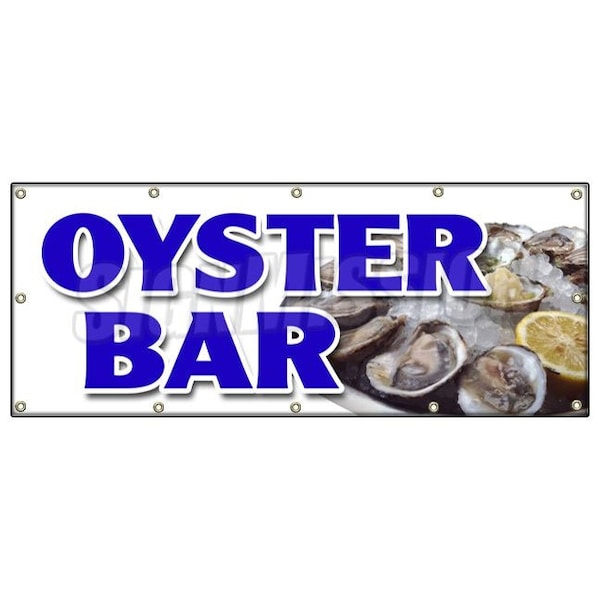 OYSTER BAR BANNER SIGN fresh clams crabs seafood beer liquor restaurant